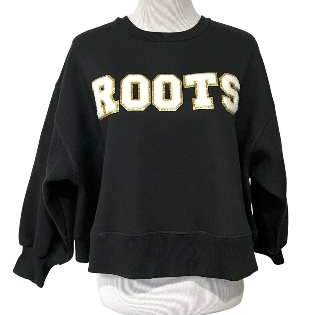 Judith March Sweatshirt Women’s M Black Roots Cropped Oversized Pullover